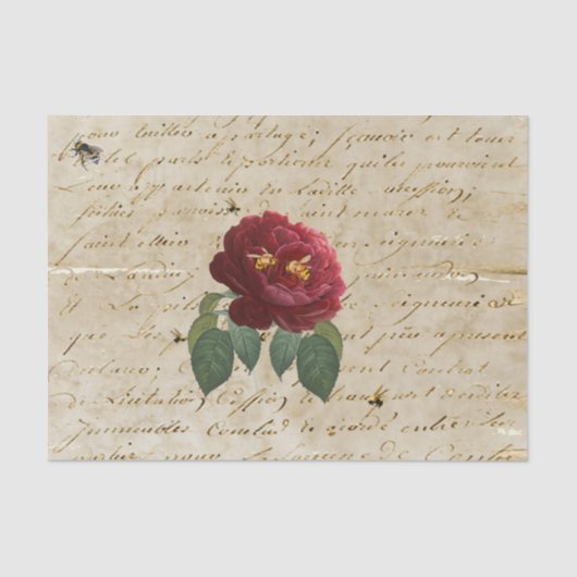 赤いバラのミツバチ 薄葉紙 (正面)