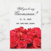 赤いバラのミニ　あなたは私の結婚式の仲人になってくれる？ ワインラベル (シングルラベル)