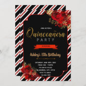 赤いバラのミンス誕生日の招待 招待状 (正面/裏面)