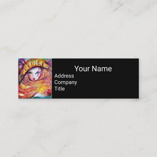 赤いバラのメイクアップアーティストと黄色の美しいマスク スキニー名刺 (正面)