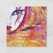 赤いバラのメイクアップアーティストと黄色の美しいマスク スクエア名刺 (正面)