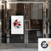 赤いバラのメカニカルクレセント ウィンドウサイン (オフィスドア)