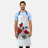 赤いバラのメカニカルクレセント エプロン (着用した状態)