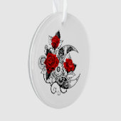 赤いバラのメカニカルクレセント オーナメント (正面)