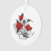 赤いバラのメカニカルクレセント オーナメント (正面)