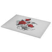 赤いバラのメカニカルクレセント カッティングボード (角)