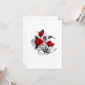 赤いバラのメカニカルクレセント カード (正面/裏面インサイチュ)