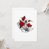 赤いバラのメカニカルクレセント カード (正面/裏面インサイチュ)