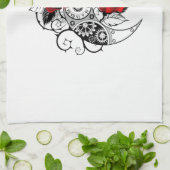 赤いバラのメカニカルクレセント キッチンタオル (折り畳み)