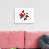 赤いバラのメカニカルクレセント キャンバスプリント (インサイチュ (リビング))