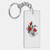 赤いバラのメカニカルクレセント キーホルダー (正面左)