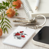 赤いバラのメカニカルクレセント キーホルダー (正面右)