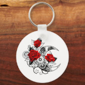 赤いバラのメカニカルクレセント キーホルダー (正面)