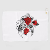 赤いバラのメカニカルクレセント ゴルフタオル (横)