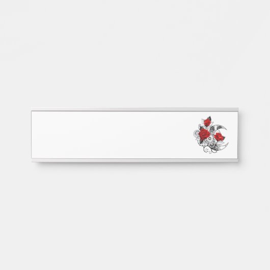 赤いバラのメカニカルクレセント サインプレート (正面)