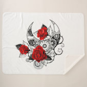 赤いバラのメカニカルクレセント シェルパブランケット (正面(横))