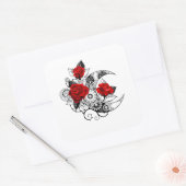 赤いバラのメカニカルクレセント スクエアシール (封筒)