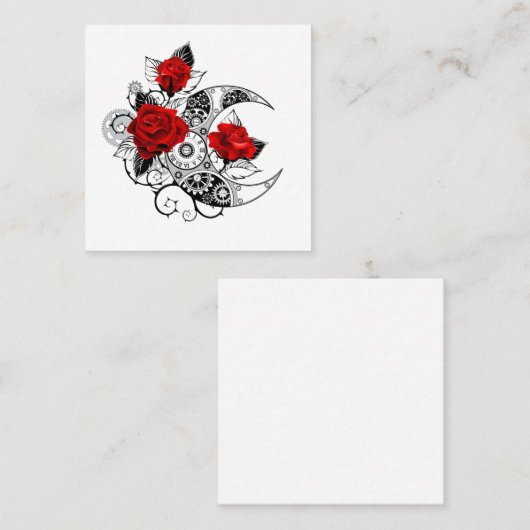 赤いバラのメカニカルクレセント スクエア名刺 (正面/裏面)