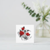 赤いバラのメカニカルクレセント スクエア名刺 (スタンド正面)