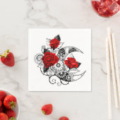 赤いバラのメカニカルクレセント スタンダードカクテルナプキン (インサイチュ)