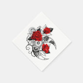 赤いバラのメカニカルクレセント スタンダードカクテルナプキン (角)