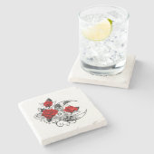 赤いバラのメカニカルクレセント ストーンコースター (横)