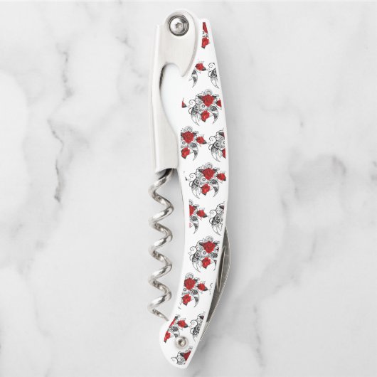 赤いバラのメカニカルクレセント ソムリエナイフ (正面)