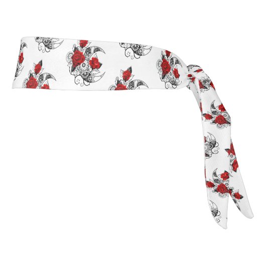 赤いバラのメカニカルクレセント タイヘッドバンド (回転90)