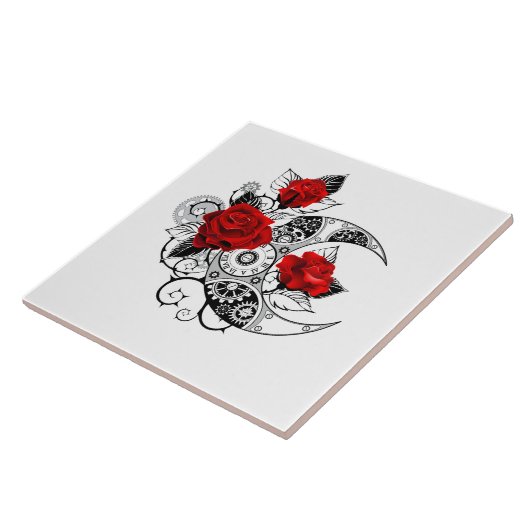 赤いバラのメカニカルクレセント タイル (側面)