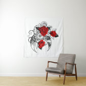 赤いバラのメカニカルクレセント タペストリー (インサイチュ(横))