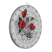 赤いバラのメカニカルクレセント ダーツボード (正面左)