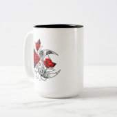 赤いバラのメカニカルクレセント ツートーンマグカップ (正面左)