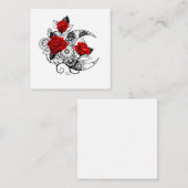 赤いバラのメカニカルクレセント ノートカード (正面/裏面)