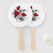 赤いバラのメカニカルクレセント ハンドファン (正面&裏面)