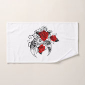 赤いバラのメカニカルクレセント バスタオルセット (ハンドタオル)