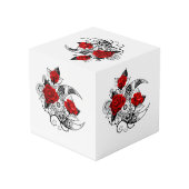 赤いバラのメカニカルクレセント フォトキューブ (裏面アングル)