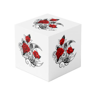 赤いバラのメカニカルクレセント フォトキューブ