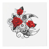 赤いバラのメカニカルクレセント フォトキューブ (正面)