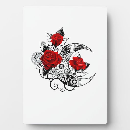 赤いバラのメカニカルクレセント フォトプラーク (正面)