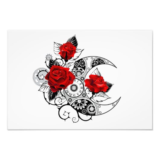赤いバラのメカニカルクレセント フォトプリント            (正面)