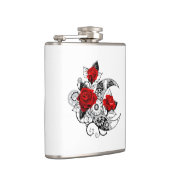 赤いバラのメカニカルクレセント フラスク (右)