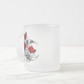 赤いバラのメカニカルクレセント フロストグラスマグカップ (正面左)