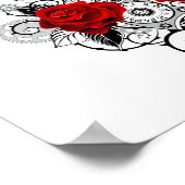 赤いバラのメカニカルクレセント ポスター (角)