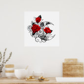 赤いバラのメカニカルクレセント ポスター (キッチン)