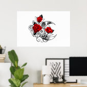 赤いバラのメカニカルクレセント ポスター (ホームオフィス)