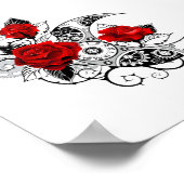 赤いバラのメカニカルクレセント ポスター (角)