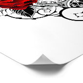 赤いバラのメカニカルクレセント ポスター (角)