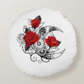 赤いバラのメカニカルクレセント ラウンドクッション (裏面)