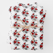 赤いバラのメカニカルクレセント ラッピングペーパーシート (インサイチュ)