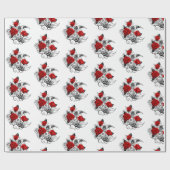 赤いバラのメカニカルクレセント ラッピングペーパー (フラット)